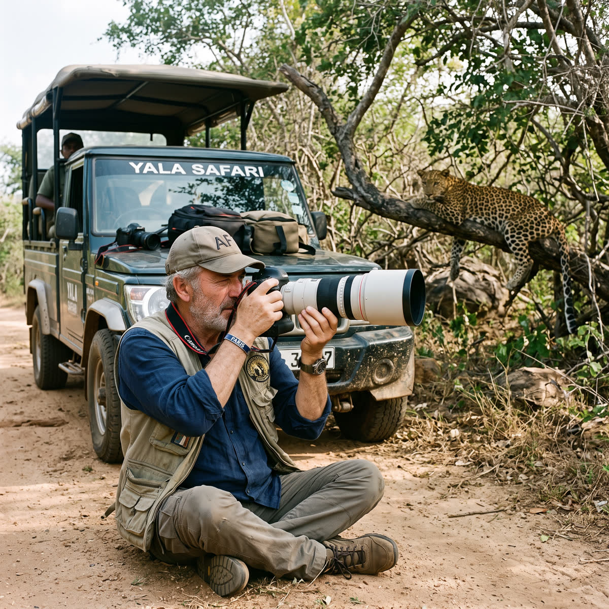 Olivier photographing leopard