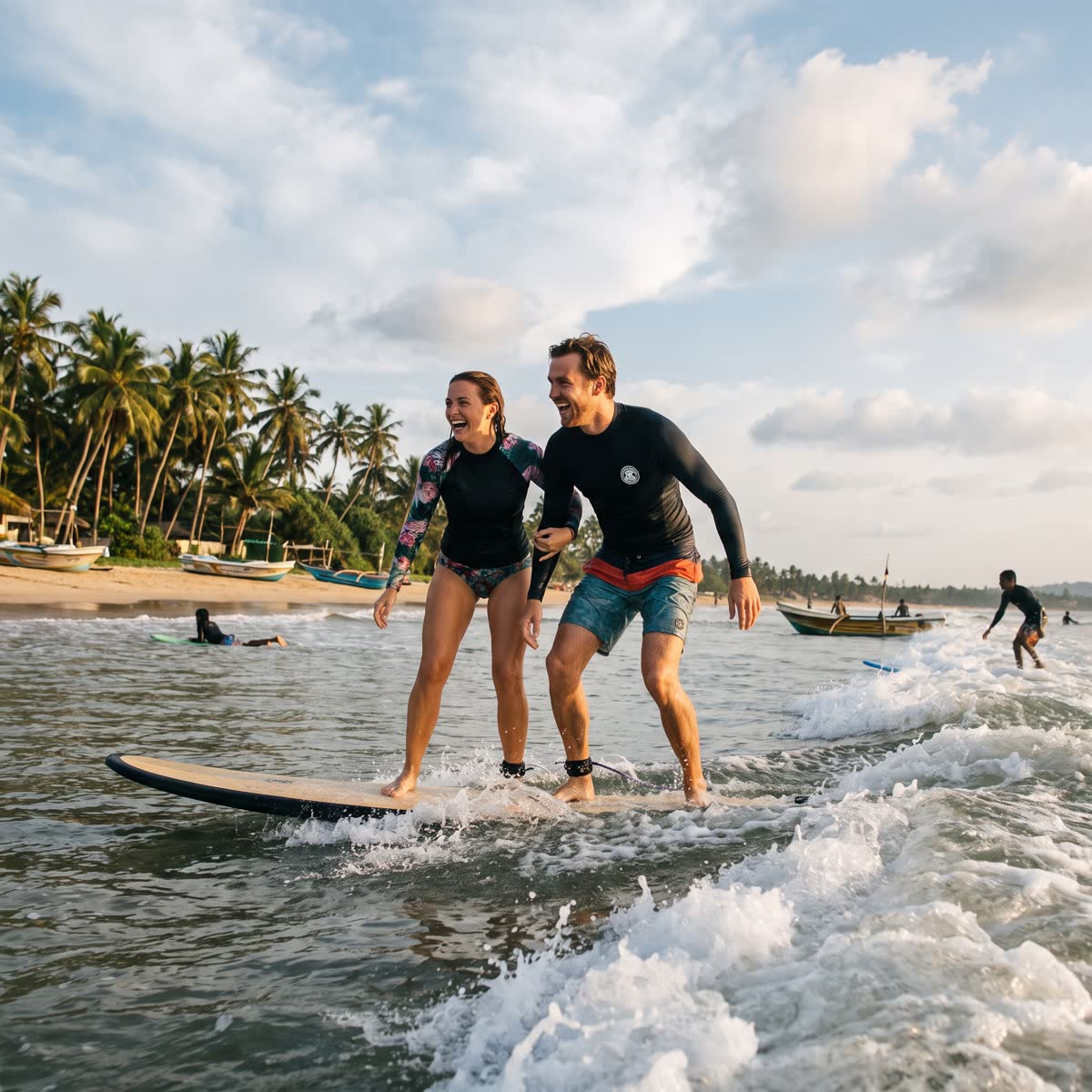 Tom & Jess surfing