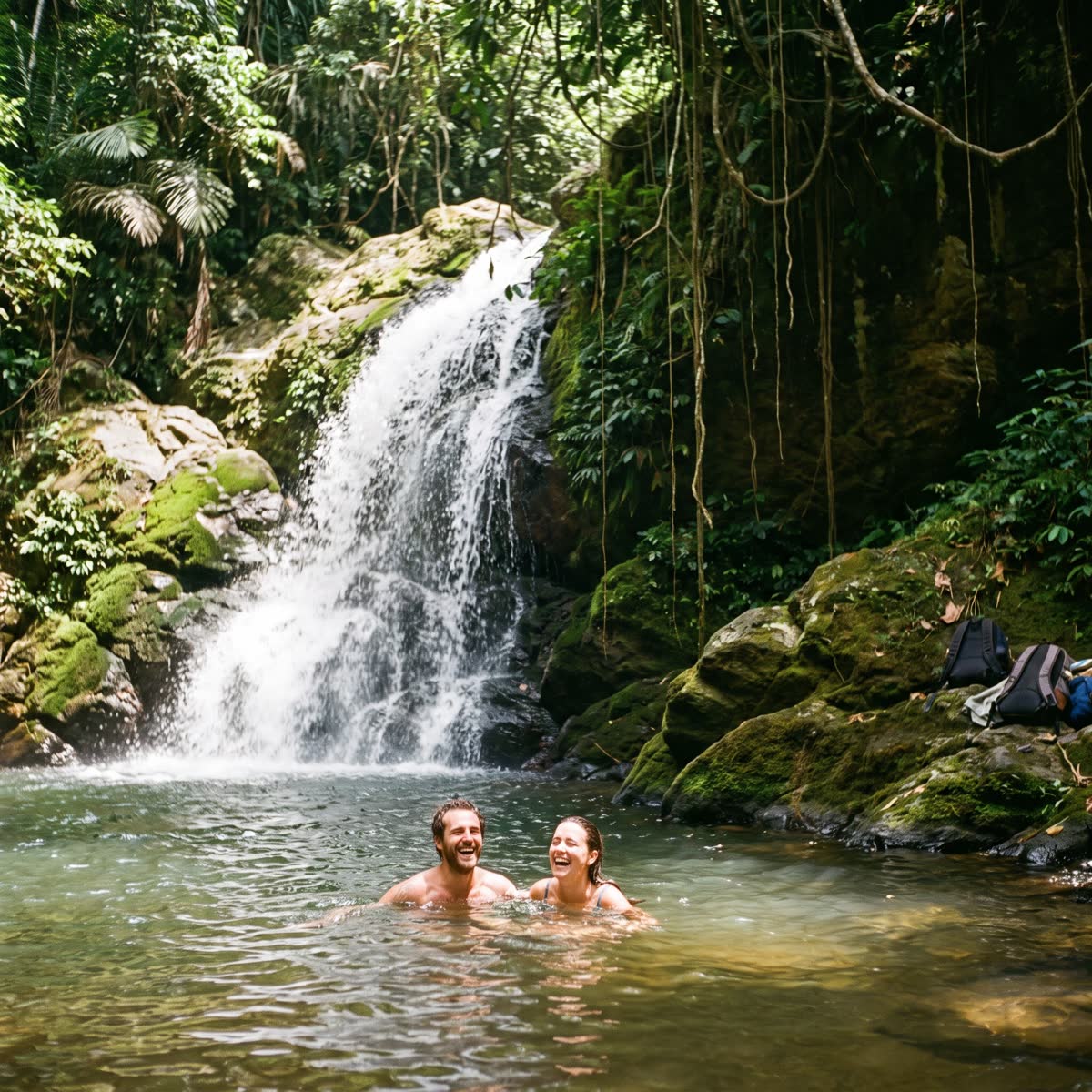 Waterfall swim